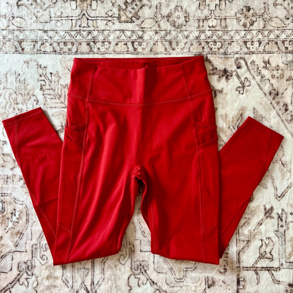 Fabletics Red Leggings with Pockets Motion 365